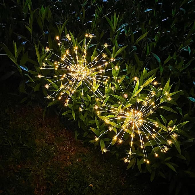 JJGoo Solar Firework Lights, 2 Pack 135 LEDs 2 Lighting Modes Solar Garden - Image 6