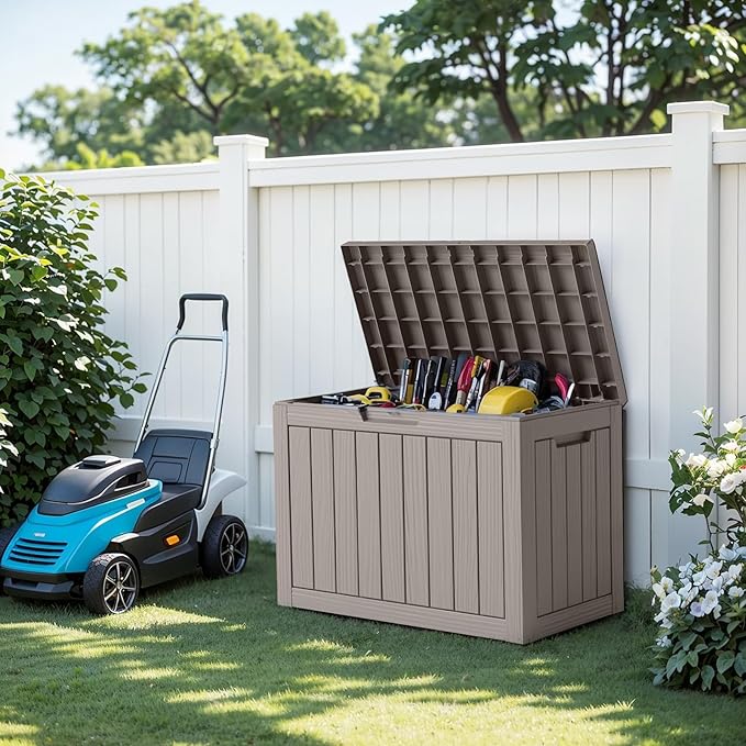45 Gallon Outdoor Storage Box, Weather Resistant & Waterproof Resin Deck Box - Image 6