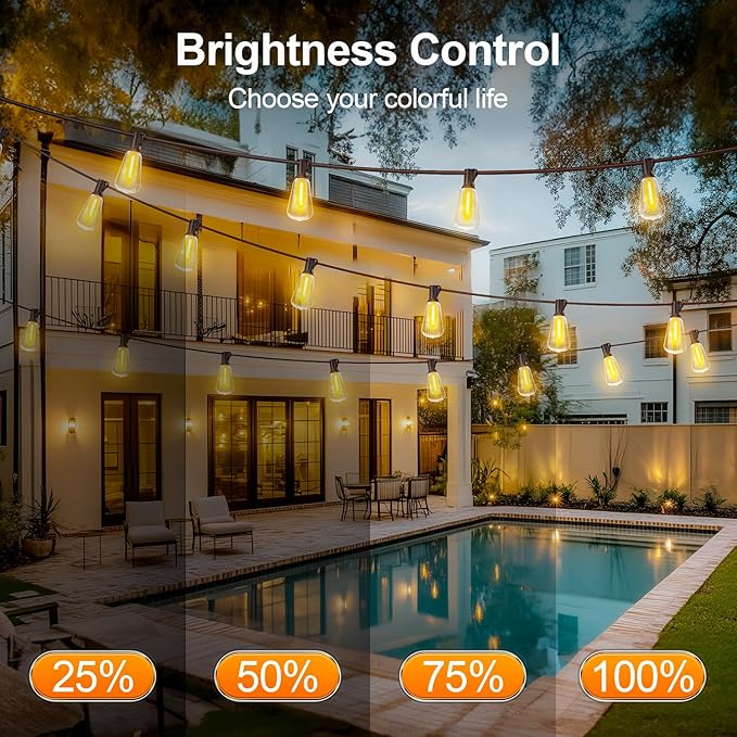 Outdoor String LED Patio Lights - 100Ft 30M Outside Waterproof Light - Image 4