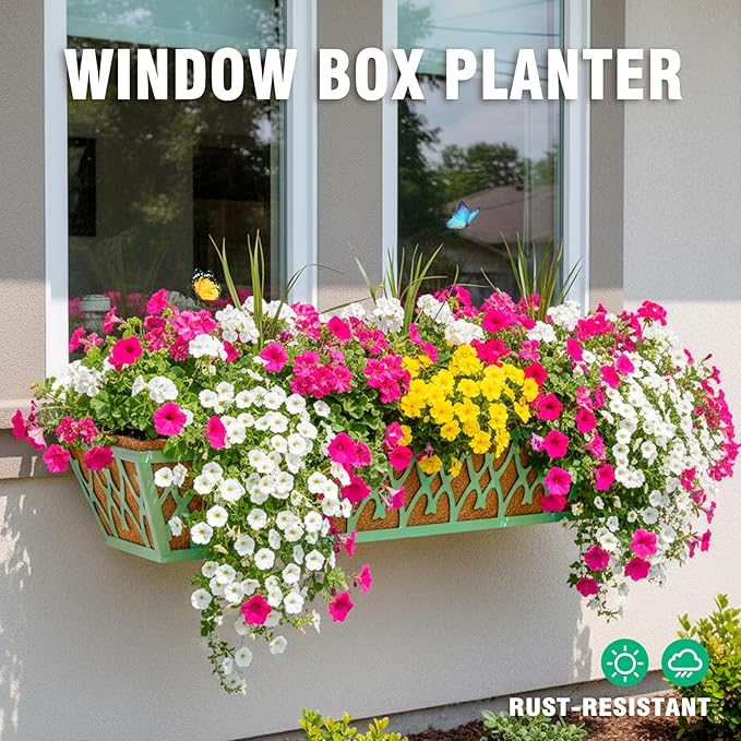 6 Pack 24 Inch Window Boxes Planters Railing Planter Box - Image 2