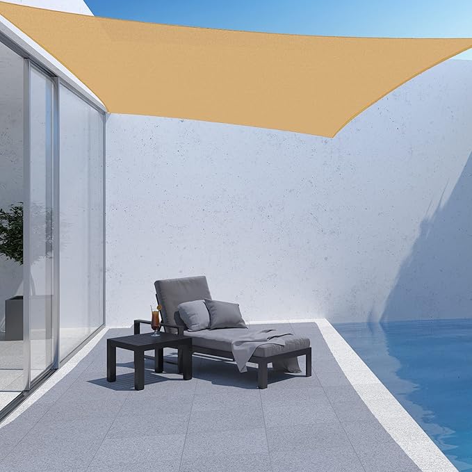 AsterOutdoor Sun Shade Sail Rectangle 12' x 16' UV Block Canopy - Image 5