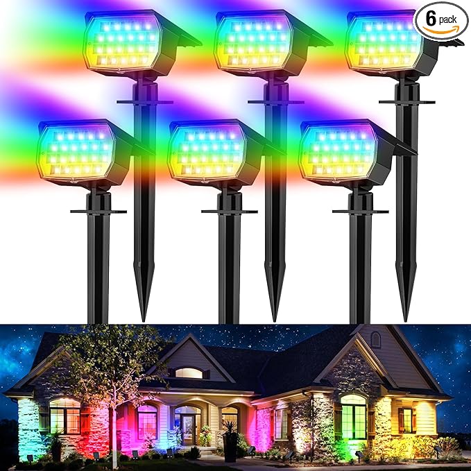 Solar Spot Lights Outdoor Color Changing, Christmas Landscape Spotlights by WENATY