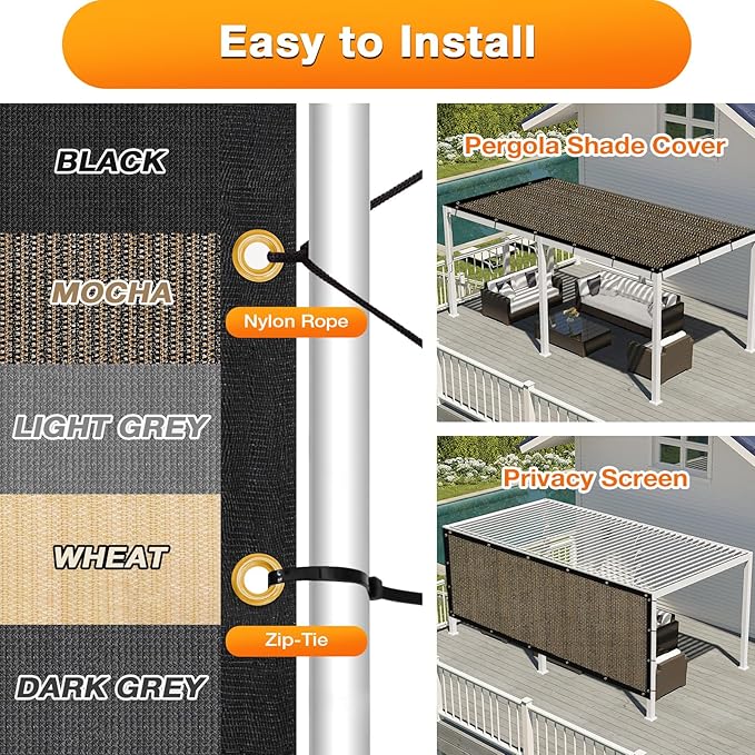 Artpuch Outdoor Pergola Shade Cover 10x11 FT Sun Shade Cloth - Image 5