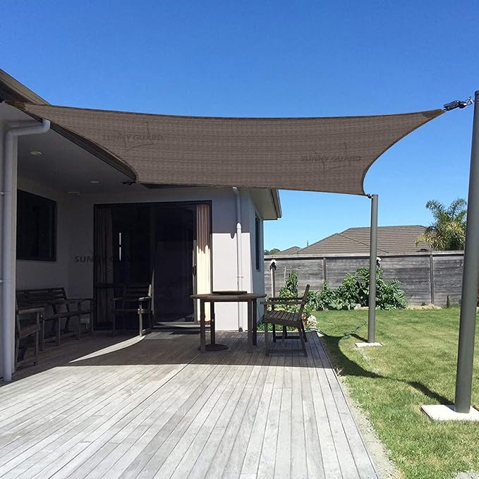 SUNNY GUARD Custom Size 15'x18' Rectangle Brown UV Block Sunshade by SUNNYGUARD