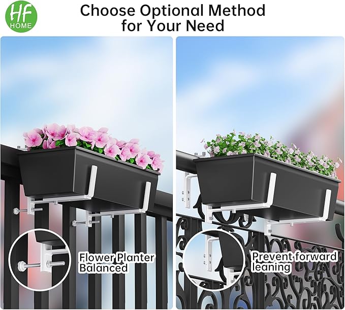 HFHOME Set of 2 Adjustable Window Planter Box Brackets, Planter Shelving - Image 3