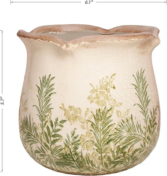 Cottagecore Ceramic Vase and Planter, 6 Inch Flower Pot - Image 3