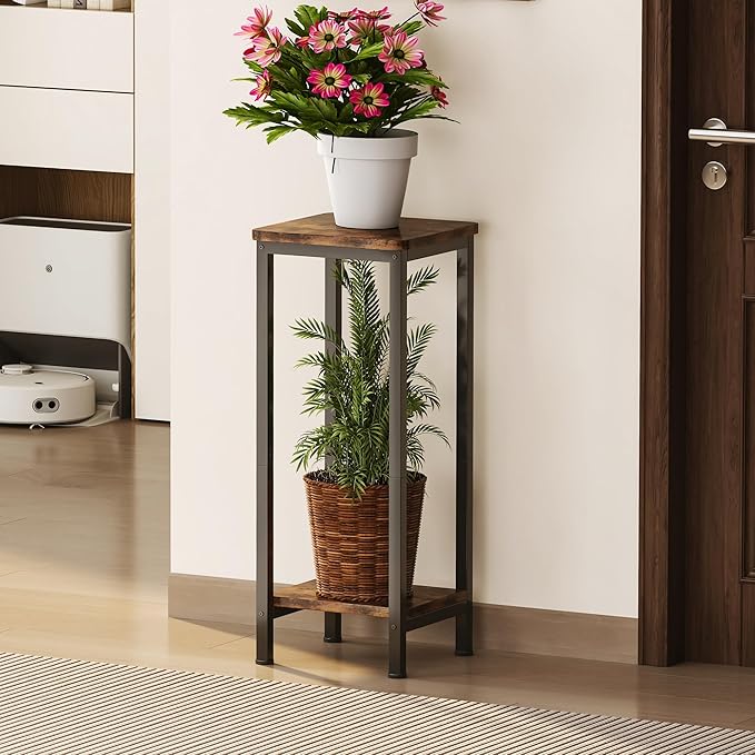 Homeiju Plant Stand Indoor, 2 Tier Wood Corner Plant Stand, Modern Square Plant - Image 7