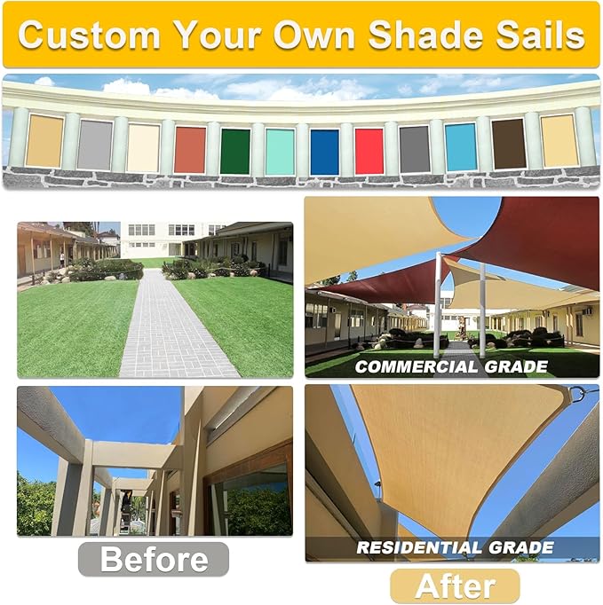 KANAGAWA Sun Shade Sail Curved 24'X24' Dark Grey Rectangle Outdoor Shade Cover - Image 5