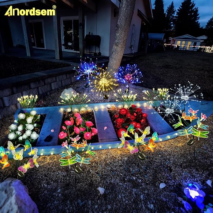 Anordsem Solar Garden Lights Outdoor: 8 Removable Fiber Optic Fabric - Image 8