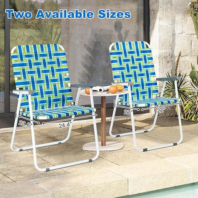 VINGLI Oversize Patio Lawn Webbed Folding Chairs Set of 2, Outdoor Beach Chair - Image 4