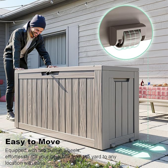 76 Gallon Outdoor Deck Box, Lockable Waterproof Outdoor Storage Boxes - Image 3