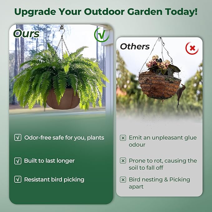 T4U Hanging Planters for Outdoor Plants, 10 Inch 6 Pack Fabric Hanging Baskets - Image 5