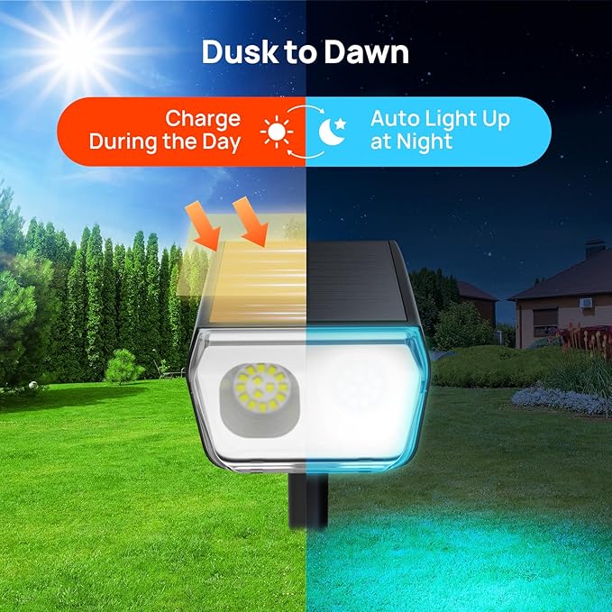 Consciot Solar Spot Lights Outdoor, 30 LEDs Waterproof Color Changing Solar - Image 6