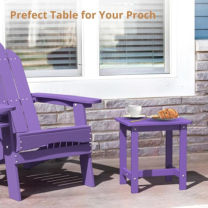 LUE BONA Outdoor Side Table, HDPS Small Outdoor Adirondack Side Tables - Image 5