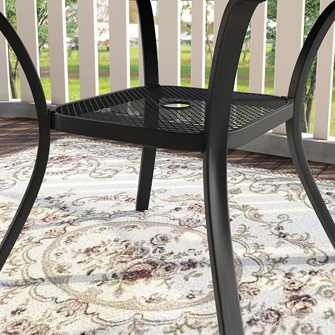VICLLAX Patio Dining Set for 6, All Weather Metal Outdoor Furniture Set- 47" - Image 4