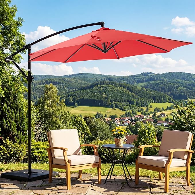 OLIXIS Offset Patio Umbrella, 9.7FT Cantilever Table Umbrellas - Image 6
