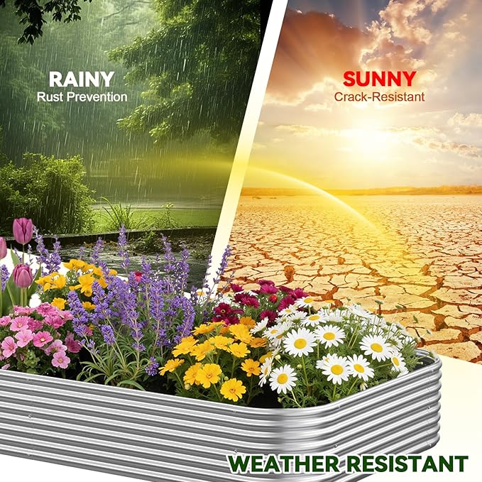 3 Pack Raised Beds for Gardening, Corrugated Galvanized Steel Raised Garden Bed - Image 5