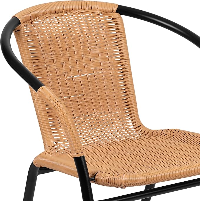 Flash Furniture Lila 4 Pack Beige Rattan Indoor-Outdoor Restaurant Stack Chair - Image 11