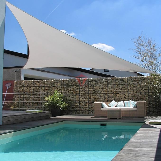 Patio Paradise 9' x 9' x 9' Sun Shade Sail Triangle Canopy Shade Cloth Fabric - Image 6