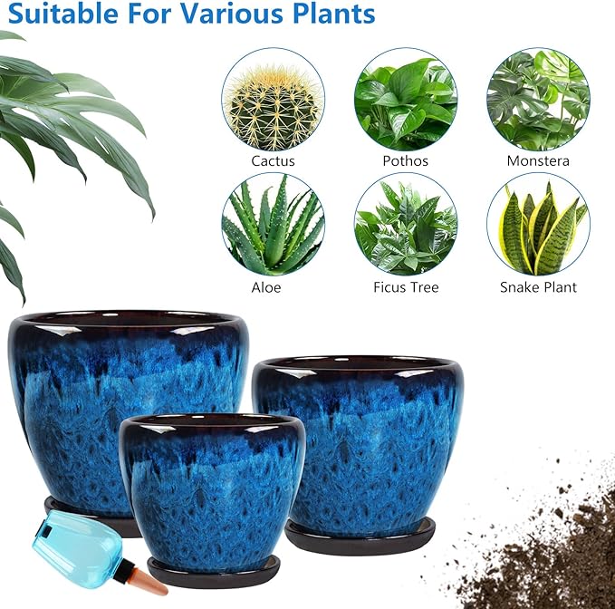 Ceramic Pots for Plant with Self Watering Globes, 10 inch Planters for Indoor - Image 5