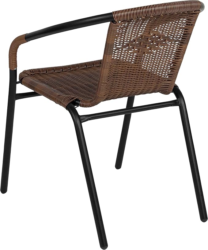 Flash Furniture Lila Medium Brown Rattan Indoor-Outdoor Restaurant Stack Chair - Image 8