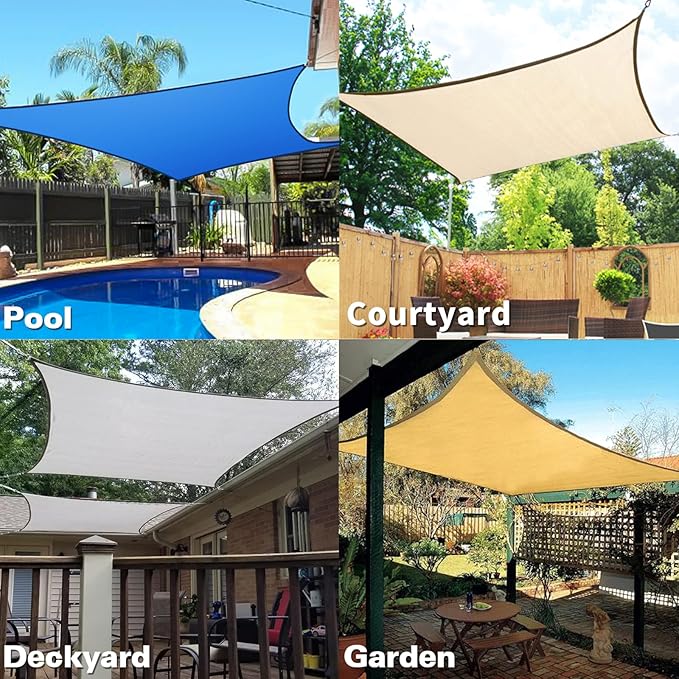 KANAGAWA Sun Shade Sail 10'x10' Scarlet Rectangle UV Block Canopy Awning - Image 7