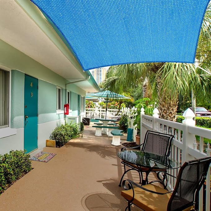 Eden's Decor Straight Flat-Edged Sun Shade Sail Rectangular 14' x 19' Blue - Image 5