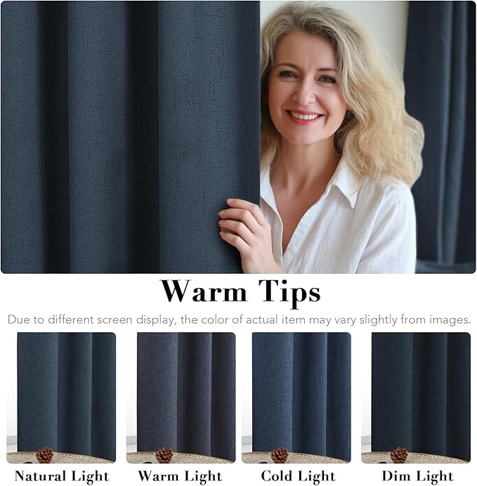 H.VERSAILTEX Linen Blackout Curtains 63 Inches Long 100% Absolutely Blackout - Image 5