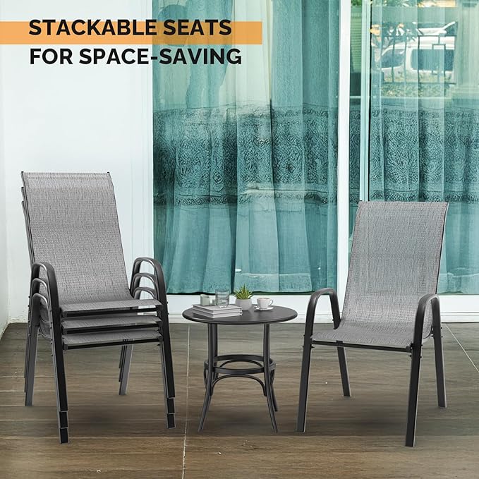 VINGLI Patio Chairs Set of 6 – Stackable Outdoor Dining Chairs - Image 6