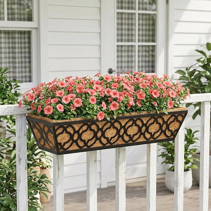 Y&M 24-Inch Window Planter Box 2Pcs Iron Deck Railing - Image 9