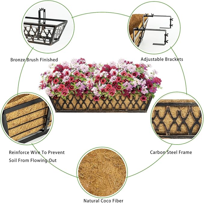 6 Pack 24 Inch Window Boxes Planters Railing Planter Box - Image 3