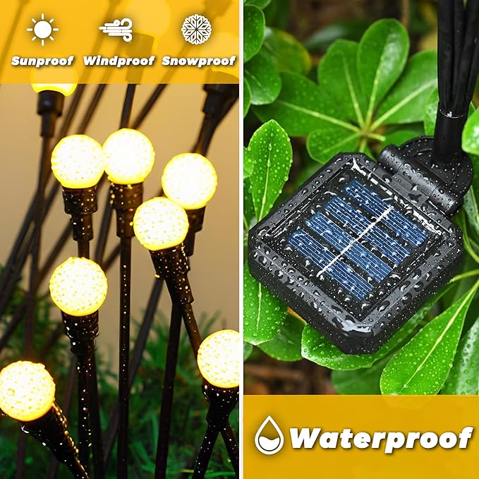 Solar Lights Outdoor-8Pack 64LEDs Solar Garden Firefly Lights Outside, Solar - Image 7