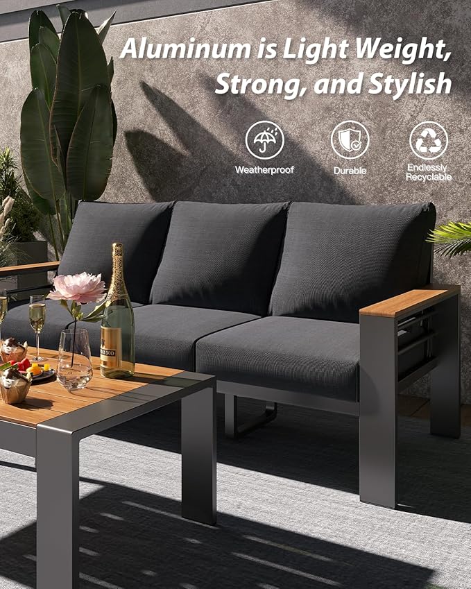 Aoxun Aluminum Outdoor Patio Furniture Set, 7 Seats Outdoor Sectional - Image 3