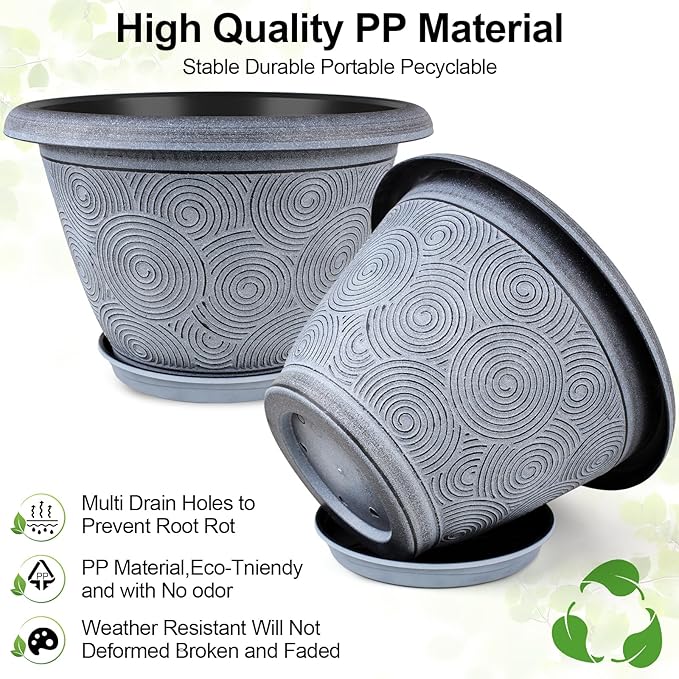 16 Inch Large Planter Pot for Plants Indoor Outdoor, 4 Pack Plastic Flower Pots - Image 5