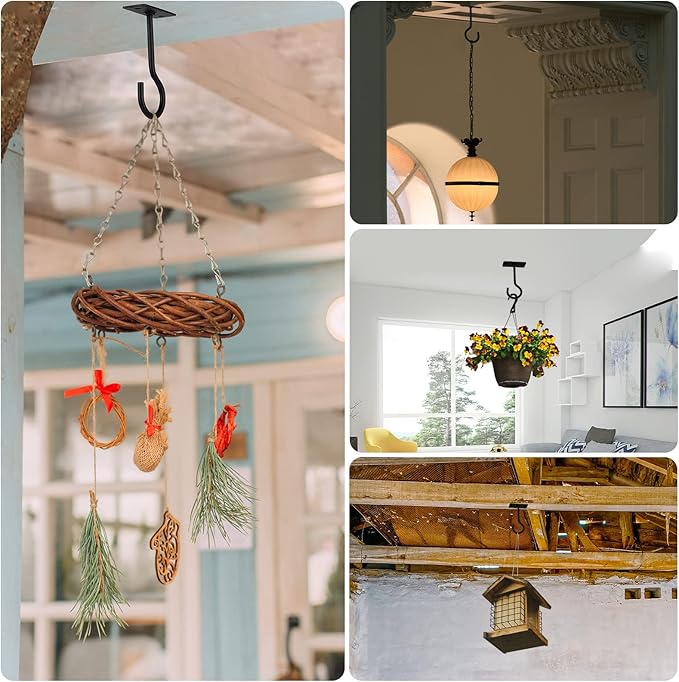 Ceiling Hooks for Hanging Plants 4pack 2.5inch Wall Mount Plant Hooks Meatl - Image 5