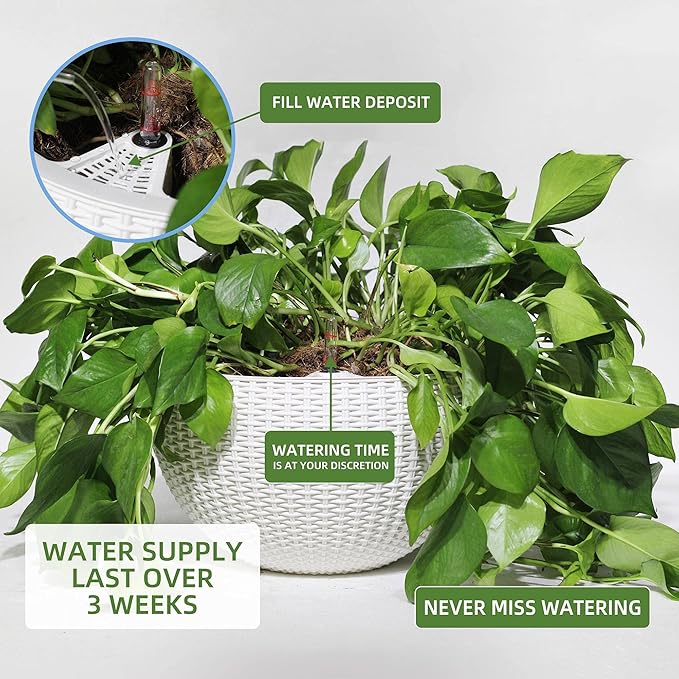 Dexceder 9 Inch Self Watering Hanging Planters Indoor Outdoor, Thickened - Image 4