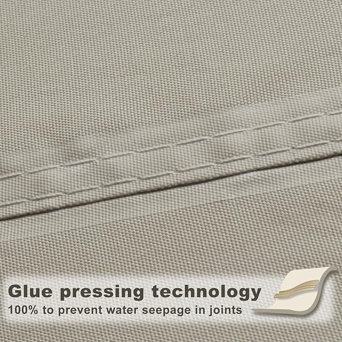 SUNNY GUARD Waterproof Sun Shade Sail 8' x 8' Taupe Rectangle UV Block Sunshade - Image 3