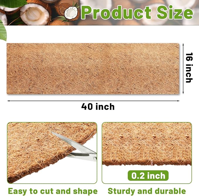 Remiawy Coco Liner Fiber Roll, 16 x 40 Inch Natural Coconut Coir Liner Sheet - Image 3