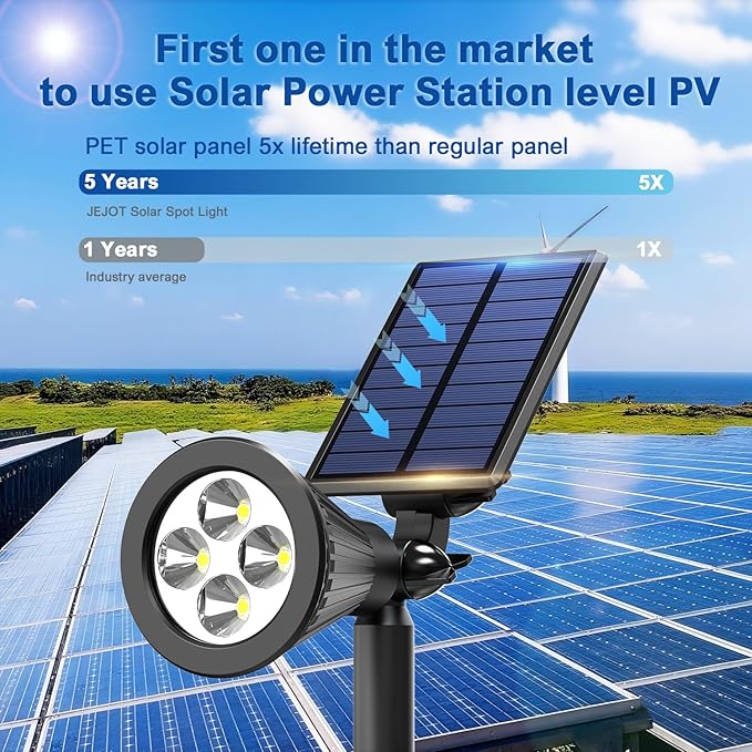 Solar Lights Outdoor Waterproof IP65, 6500K Super Bright LED, 2 Lighting Modes - Image 4