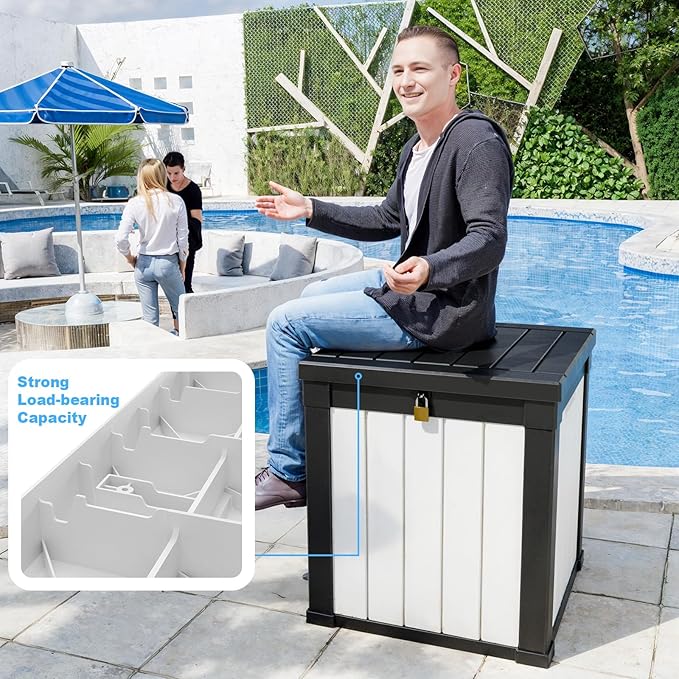 EasyUp 50 Gallon Outdoor Storage Box, Resin Waterproof UV-Resistant Deck Box - Image 4