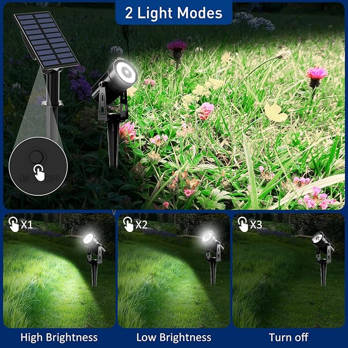 T-SUNUS Solar Spot Lights Outdoor White Christmas 4 Pack IP65 Waterproof - Image 4