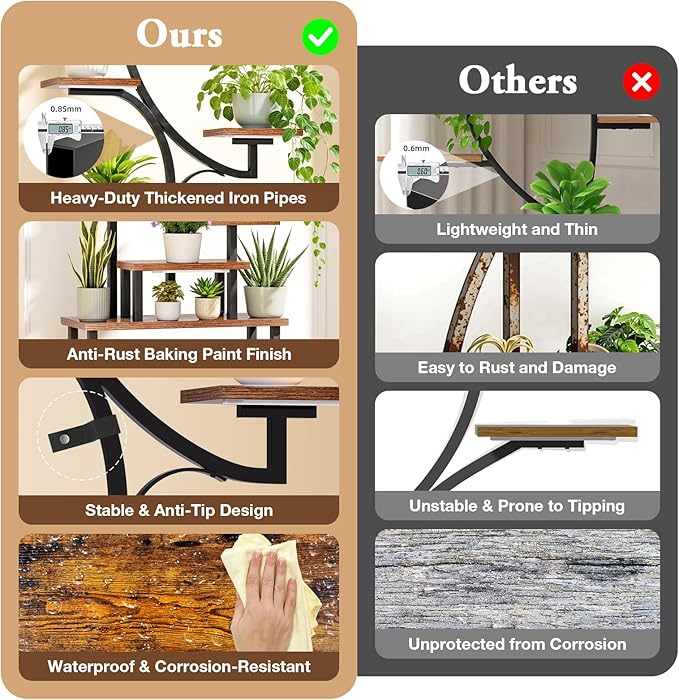 Plant Stand Indoor with 4 Grow Lights & 3 Colors, 8 Tiered Corner Plant Shelf - Image 5