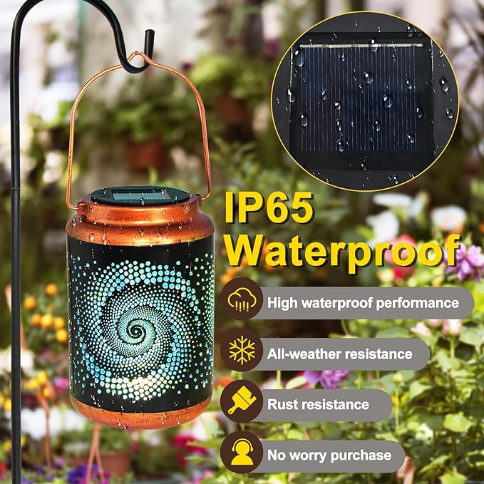 Solar Lanterns Outdoor Hanging Lantern Metal Waterproof LED Lantern - Image 4