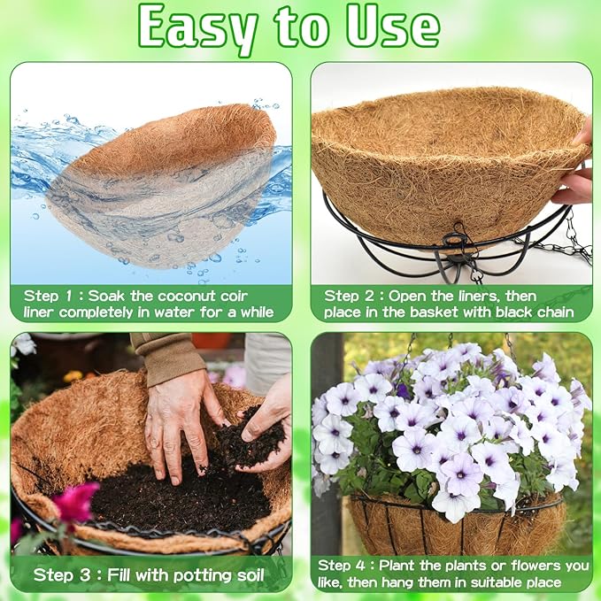 ZeeDix 6 Pack 12 Inch Metal Round Hanging Planter Basket - Image 3