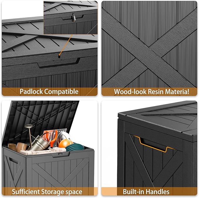 ROJIK 32 Gallon Outdoor Storage Housing Deck Box, Waterproof Patio Furniture - Image 4