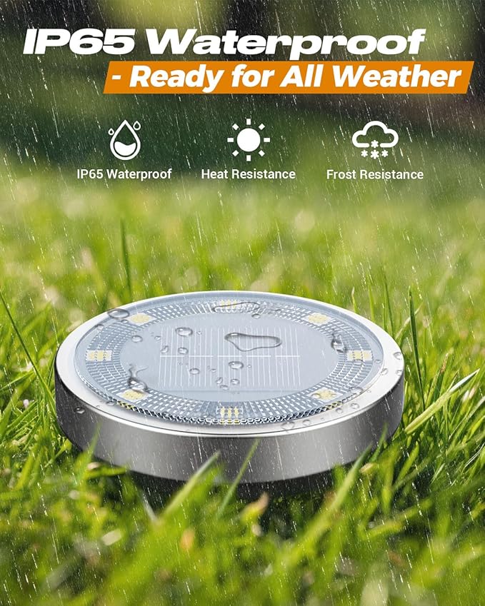 btfarm 10 Pack Solar Lights Outdoor, 8 LED Solar Ground Lights IP65 Waterproof - Image 3