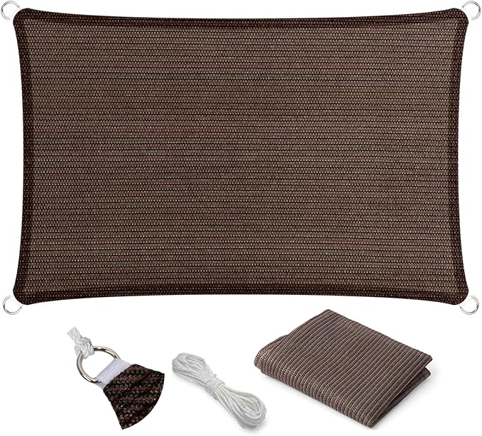 Eden's Decor Straight Flat-Edged Sun Shade Sail Rectangular 7' x 20' Brown by EdensDecorInc