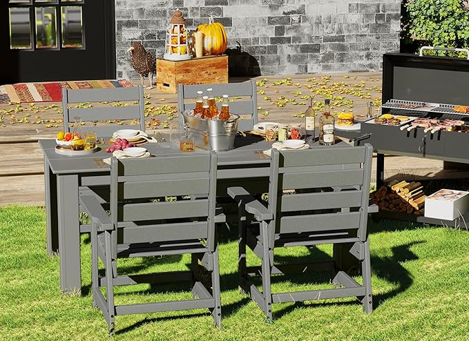 GREENVINES Outdoor Dining Chair | HDPE | Patio Chairs | All-Weather | Grey - Image 3