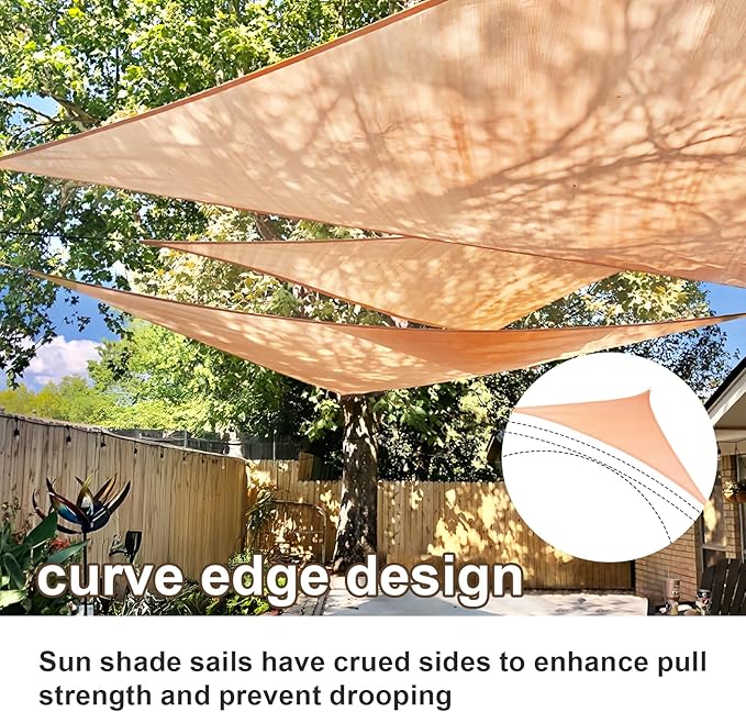 SUNLAX Sun Shade Sail 10' x 15' x 18' Peach Fuzz Rectangle Canopy Sail Shade - Image 2