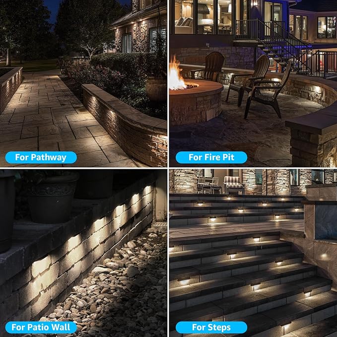 SUNVIE 7 Inch Hardscape Lighting 5W LED Retaining Wall Lights 3000K Warm White - Image 4
